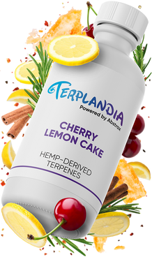 Cherry Lemon Cake Strain Hemp Derived Terpenes tilted right | Abstrax Tech