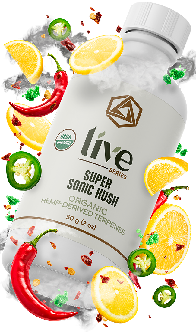 Super Sonic Kush Hemp Terpenes tilted right | Abstrax Tech