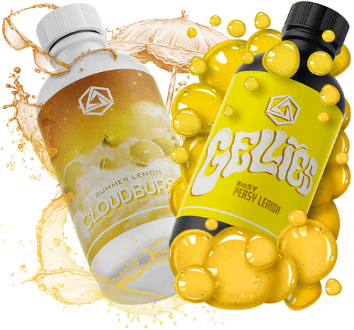Cloudburst terpene flavor bottle and Gellies flavor bottle for cannabis beverages.