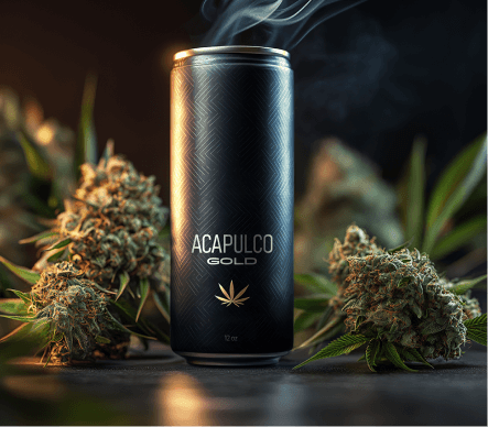 Cannabis flower and premium beverage can.