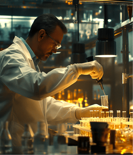 Abstrax lab technician working in a flavor laboratory.