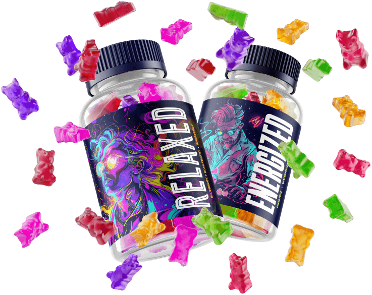 Cannabis edible product packaging boxes arranged for display.