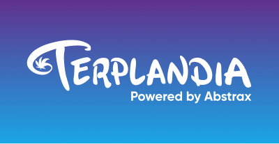 Organic live hemp terpenes card with blue Terplandia branding.