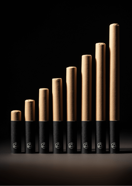 Lineup of pre-rolls scaled from small to large sizes.