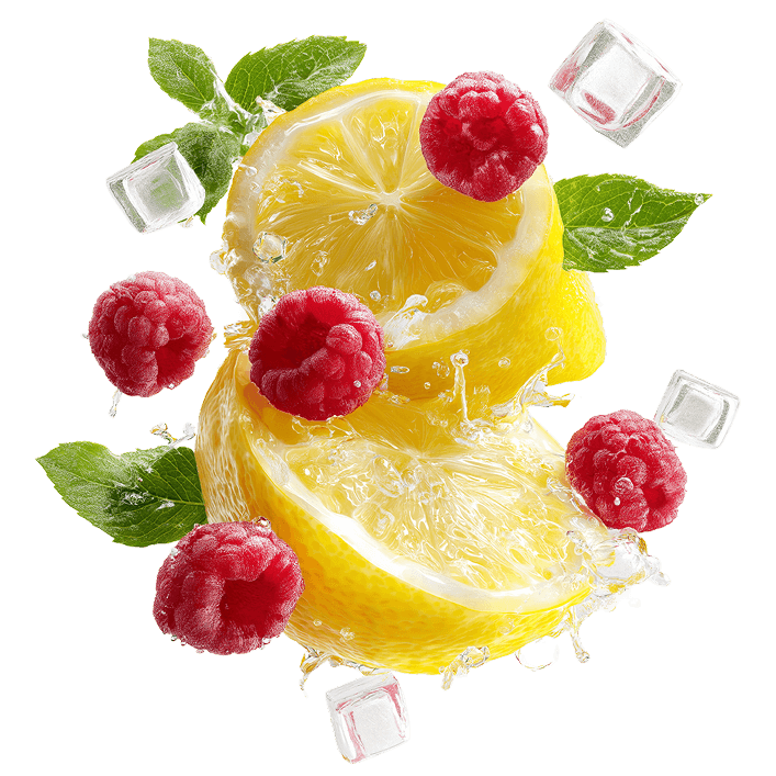 Fruit splash artwork representing multiple cannabis product applications.
