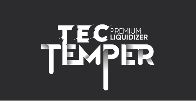 TEC Temper terpene liquidizer card with bold monochrome branding.