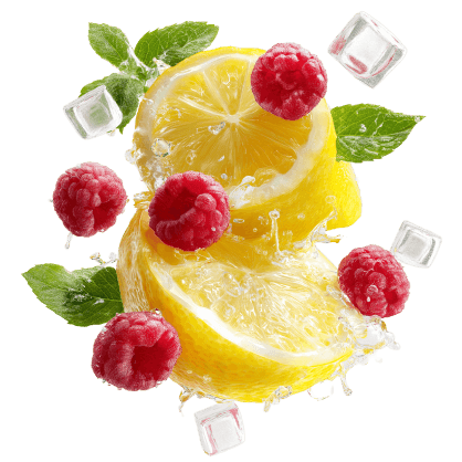 Fruit splash artwork representing multiple terpenes for vape applications.