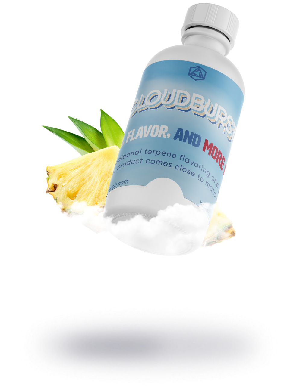 A product render of a Cloudburst bottle